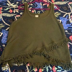 Anthropologie Knit Fringed Tank Top